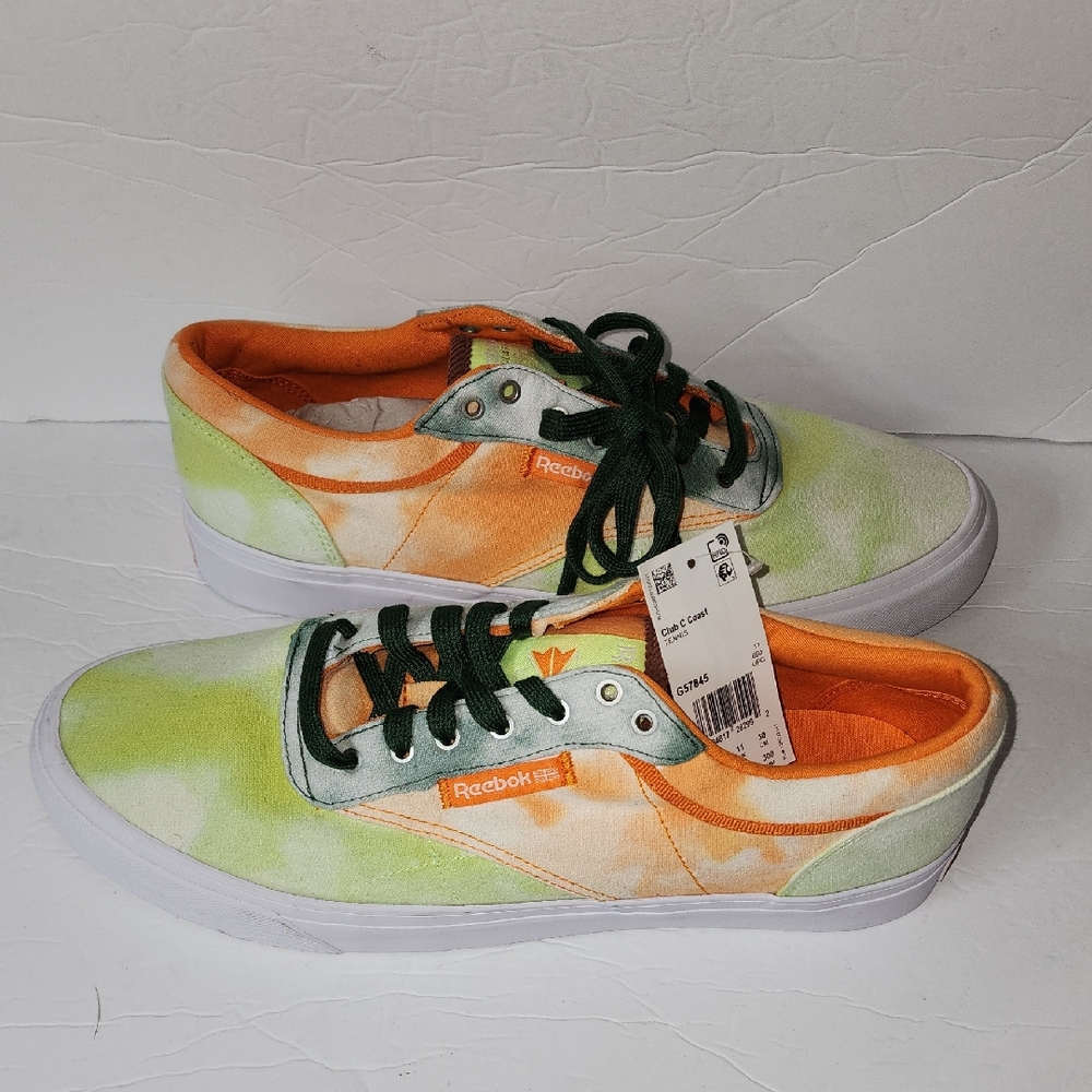 Reebok Club C Costal Sneakers - Lime Green and Orange Sz 12